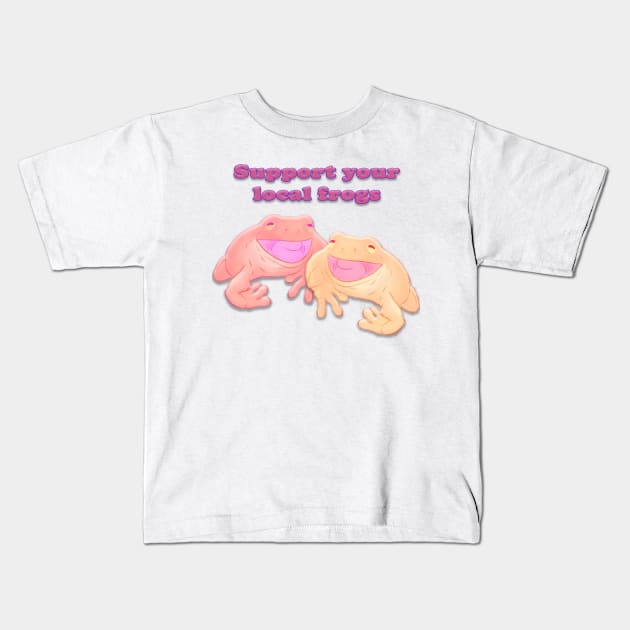 suppport your local frogs Kids T-Shirt by goatpop123